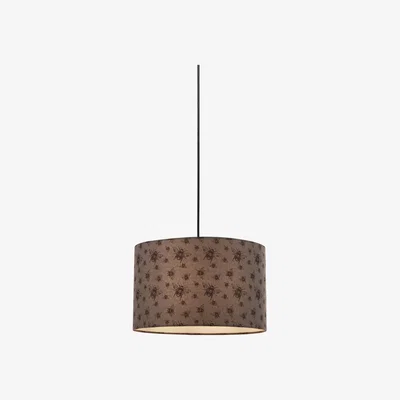 La Redoute 35cm Grey Linen Cylinder Lampshade with Bee Embroidery