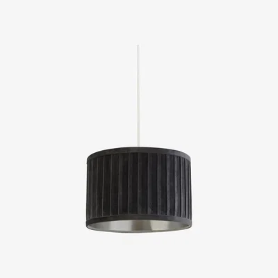 La Redoute Pleated Velvet Grey Lampshade with Metallic Silver Inner