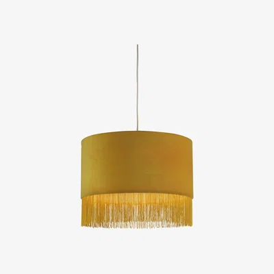 La Redoute 43cm Velvet Fringe Cylinder Lampshade Mustard