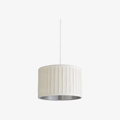 La Redoute Pleated Velvet Ivory Shade With Metallic Silver Inner