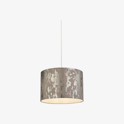La Redoute 30cm Velvet Lampshade Grey and Silver Foil