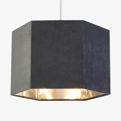 La Redoute 30cm Velvet Hexagon Lampshade Grey