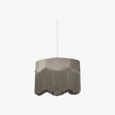 La Redoute 35cm Velvet Fringe Lampshade Grey