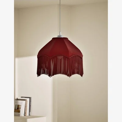 Marks & Spencer M&S Fringed Velvet Lamp Shade Red