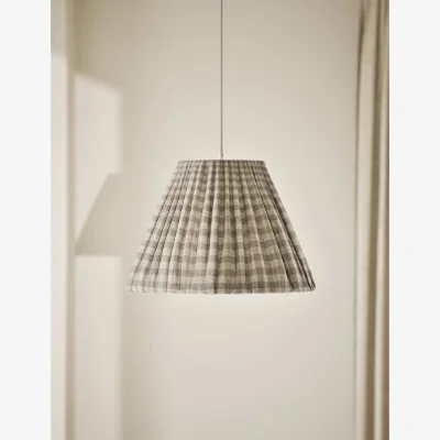 Marks & Spencer M&S Pleated Gingham Ceiling Lamp Shade Neutral