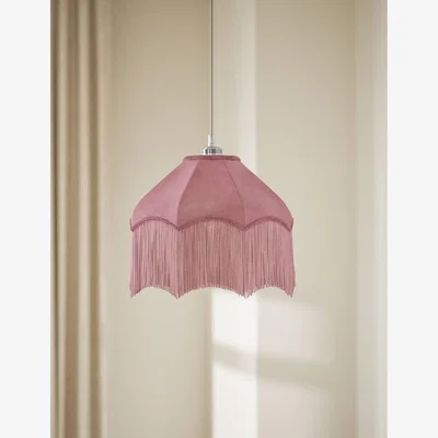 Marks & Spencer M&S Collection Fringed Velvet Lamp Shade - Pink, Navy,Taupe,Dark Green,Ochre,Pink,Red