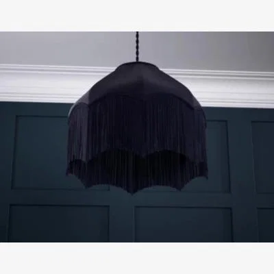 Marks & Spencer M&S  Fringed Velvet Lamp Shade - Navy, Navy