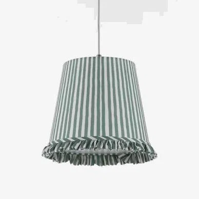 Marks & Spencer M&S Watercolour Stripe Ruffle Edge Lamp Shade - Green, Green,Dark Red