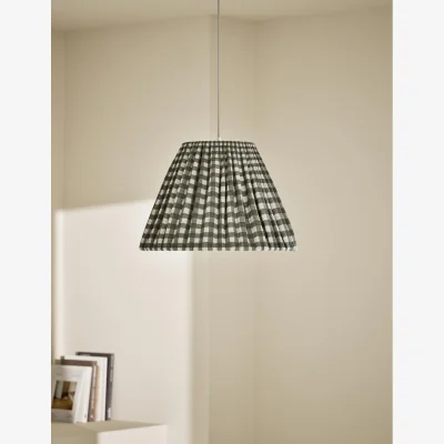 Marks & Spencer M&S Pleated Gingham Ceiling Lamp Shade Dark Green