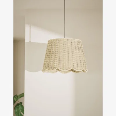 Marks & Spencer M&S Collection Wicker Scallop Lamp Shade - White, White