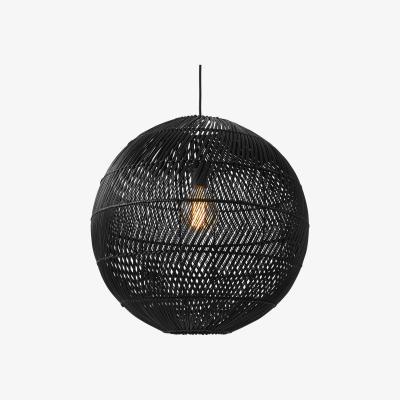 Made.com Java Round Lamp Shade, Black Rattan