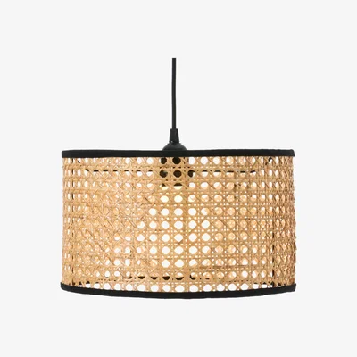 Made.com Sagres Lamp Shade, 30 cm, Natural Cane & Black