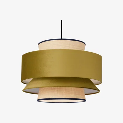 Made.com Haroon Lamp Shade, Raffia & Antique Gold 100% Recycled Velvet