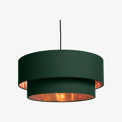 Made.com Oro Layered Pendant Drum Lamp Shade, Green and  Copper
