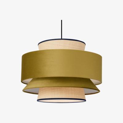 Made.com Haroon Lamp Shade, Antique Gold Velvet & Raffia