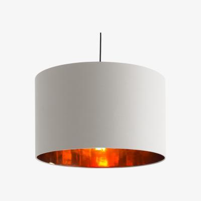 Made.com Oro Extra Large Pendant Drum Lamp Shade, White Clay and Copper