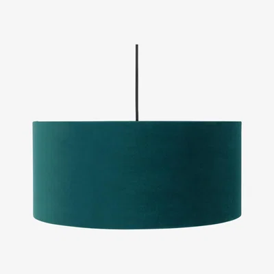 Made.com Carmella Drum Lamp Shade, Peacock Blue Velvet