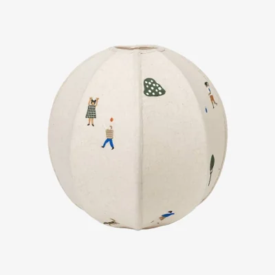 Made in Design The Park Lampshade textile beige / Ø 35 cm - Hand-embroidered motifs - Ferm Living