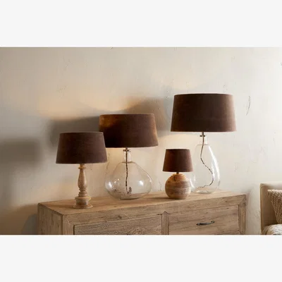 Nkuku nkuku Mendai Velvet & Linen Lampshade | Shades | Mocha | Medium