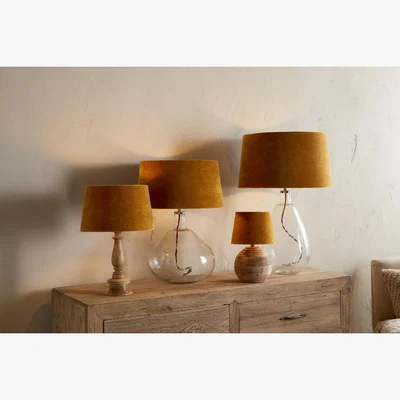 Nkuku nkuku Batakha Velvet & Linen Lampshade | Shades | Dark Ochre | Medium