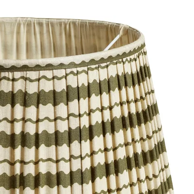 OKA OKA, Hurley Pleated Silk Lampshade 35cm - Green/Natural, Lampshade