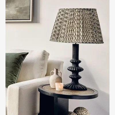 OKA OKA, Hirkani Pleated Linen Lampshade 45cm - Moss, Lampshade