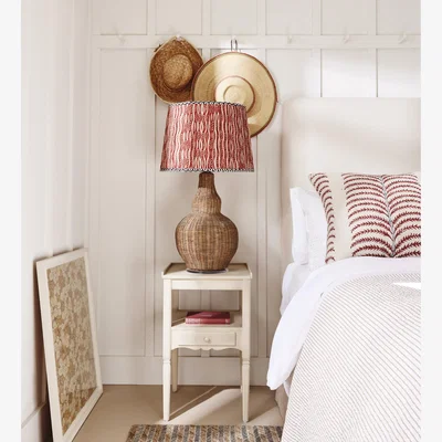 OKA OKA, Roa Silk Pleated Lampshade 45cm - Vermillion Red, Lampshade