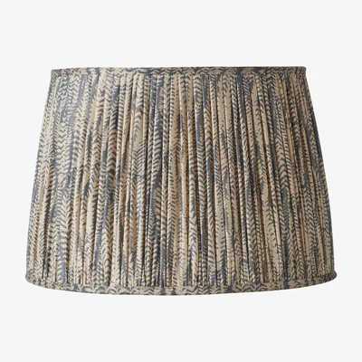 OKA 50cm Elemeri Pleated Silk Lampshade - Heron Blue