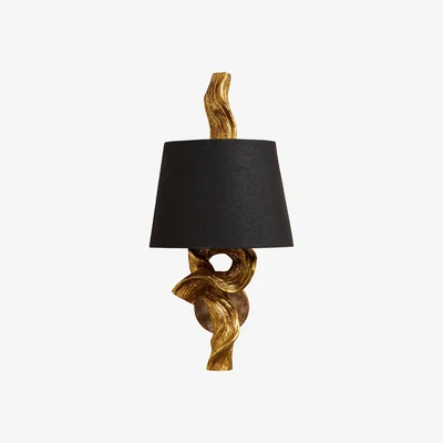 OKA Sequoia Wall Lamp & Shade - Antique Gold / Black