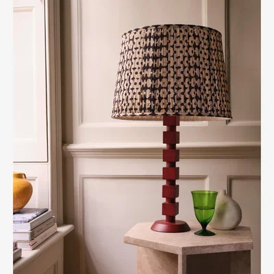 OKA OKA, Romneya Silk Pleated Lampshade 45cm - Dark Blue, Lampshade