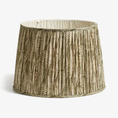 OKA OKA, Elemeri Pleated Silk Lampshade 50cm - Grey/Green, Lampshades, Silk
