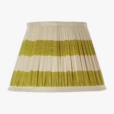 OKA OKA, Warna Silk Pleated Lampshade 25cm - Lime, Lampshades, Silk, Striped