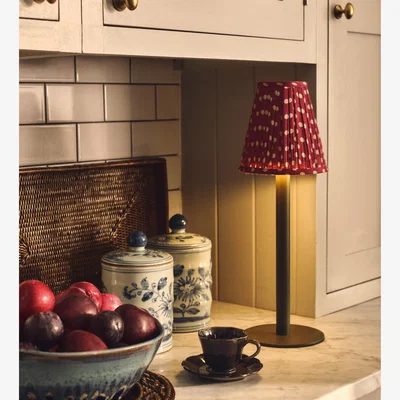 OKA OKA, Emily Silk Cone Lampshade 17cm - Maple Red/Natural, Lampshade