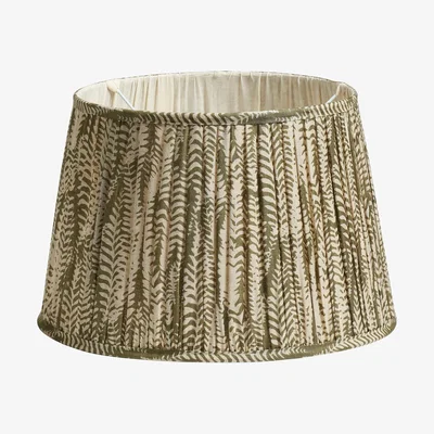 OKA Elemeri Pleated Silk Lampshade 35cm - Grey Green