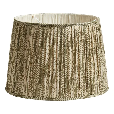 OKA Elemeri Pleated Silk Lampshade 50cm - Grey Green
