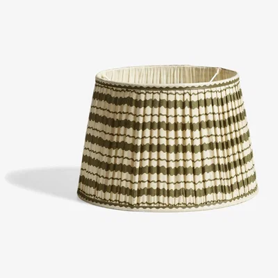 OKA OKA, Hurley Lampshade 35cm - Green/Natural, Lampshades, Silk, Striped