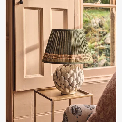 OKA OKA, Elemeri Pleated Silk Lampshade 35cm - Natural, Lampshade