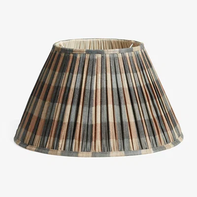 OKA OKA, Lavanya Silk Pleated Lampshade 45cm - Heron Blue/Apricot, Lampshade