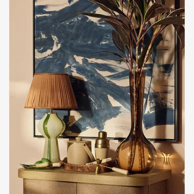 OKA OKA, Archibald Pleated Linen Lampshade 45cm - Apricot, Lampshade