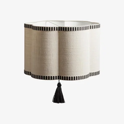 OKA OKA, Asphodel Lampshade - Ivory/Black, Lampshades, Iron/Jute, Striped