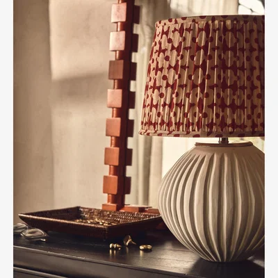 OKA OKA, Romneya Silk Pleated Lampshade 35cm - Red Madder, Lampshade