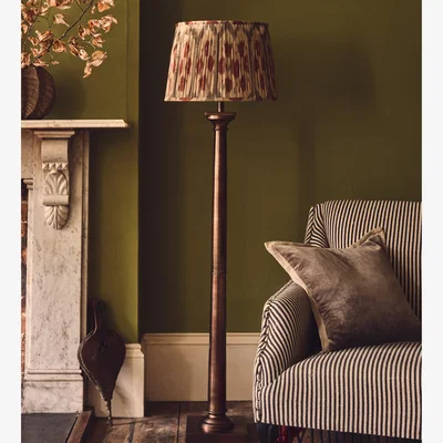 OKA OKA, Amisha Pleated Linen Lampshade 45cm - Green/Burgundy, Lampshade