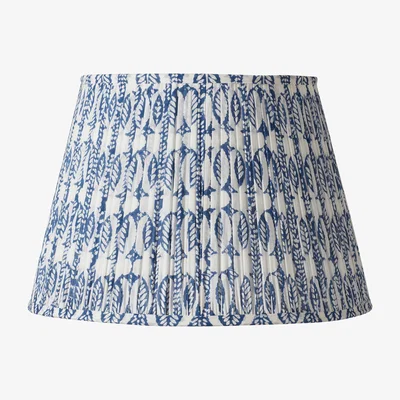 OKA 45cm Pleated Daun Cotton Lampshade - Indigo