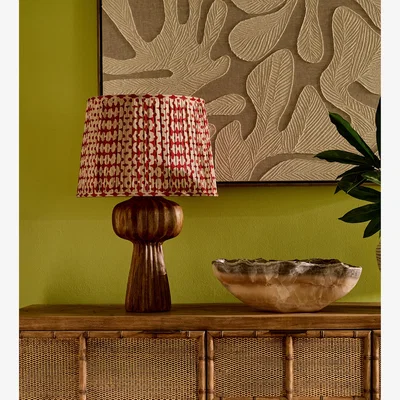OKA OKA, Romneya Silk Pleated Lampshade 45cm - Red Madder, Lampshade