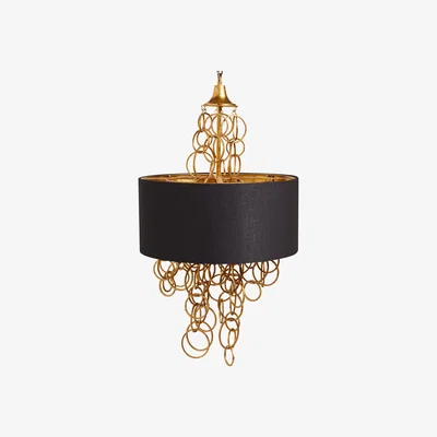OKA Indus Hanging Lamp & Shade - Black / Gold