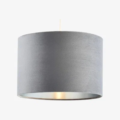 Downtown BHS Velvet Easyfit Light Shade 30cm - Grey/Nickel