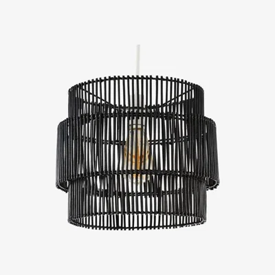 Downtown BHS Rattan Double Cylinder Shade Matt Black