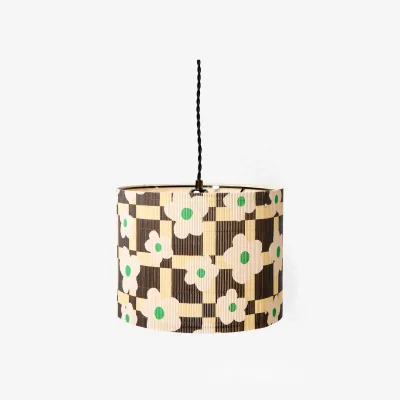 Oliver Bonas Ena Floral Chequerboard Bamboo Lamp Shade