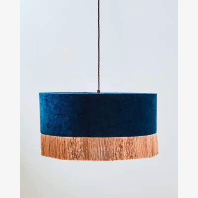 Oliver Bonas Ero Dark Blue Velvet Pendant Lamp Shade Large