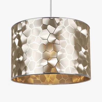 Pagazzi Elin Textured Cylinder Shade with Trim Gold Trimmed Silver Shade